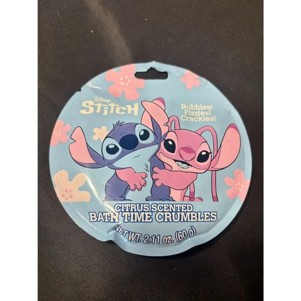 New 3 pc Disney Stitch Bath Bomb & Bath Crumbles Set - Blue + Pink
